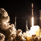 A Falcon 9 rocket launching with 60 Starlink satellites onboard from Cape Canaveral on January 6, 2020.